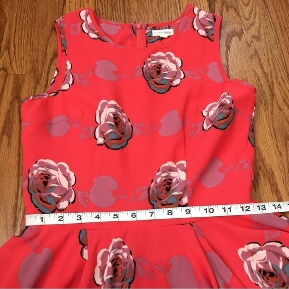 Maison Jules Red Floral  Sleeveless Floral pleated Fit & Flare Dress - Picture 11 of 16